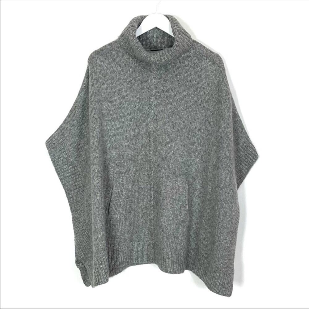 J.Crew Relaxed Grey Turtleneck Poncho - Picture 2 of 2
